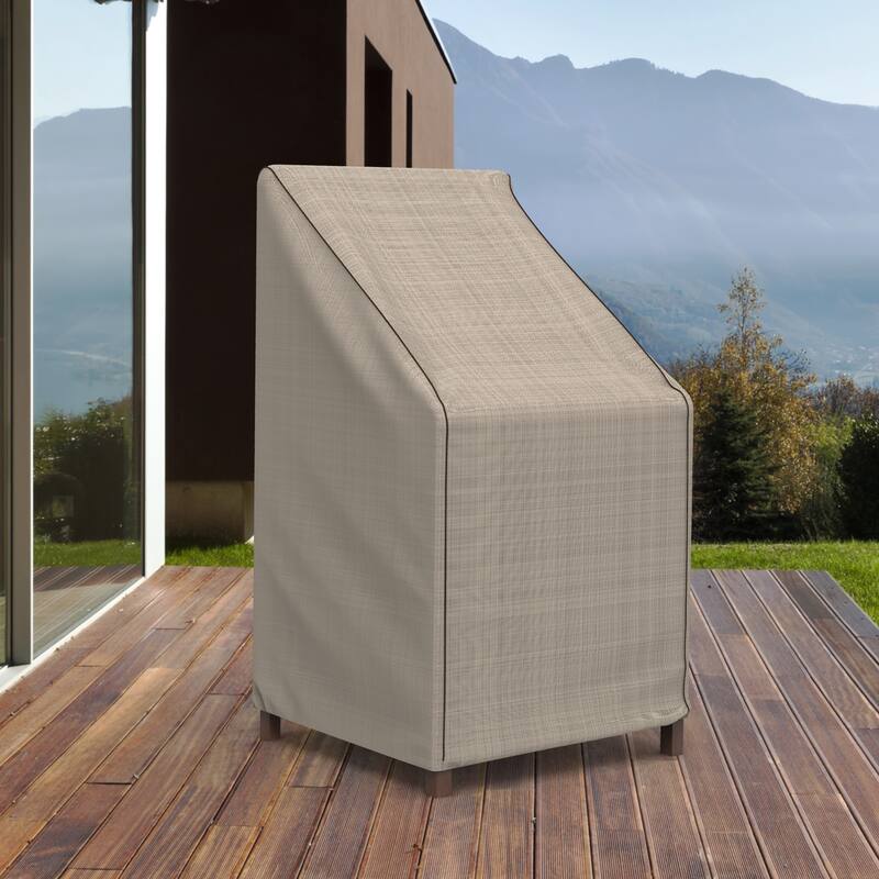 Budge Waterproof Outdoor Barstool Cover, English Garden, Tan Tweed