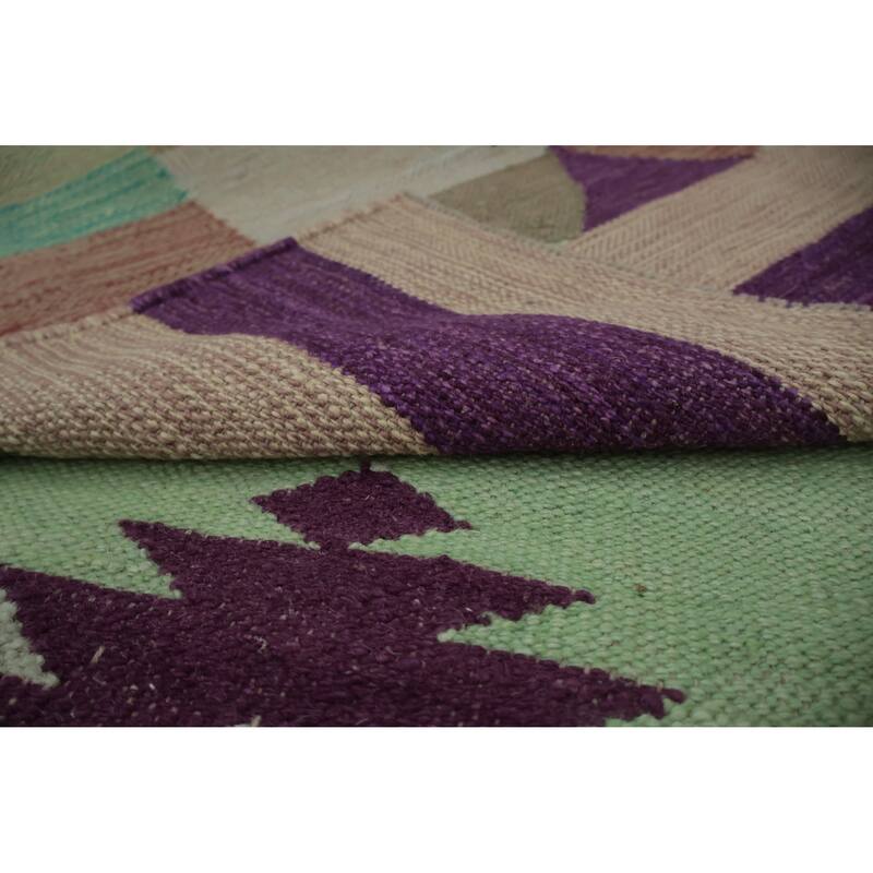 Hand Woven Oriental 100% Wool Carpet Southwestern Tribal Multi-Colored Kilim Area Rug - 9' 10'' X 8' 4''