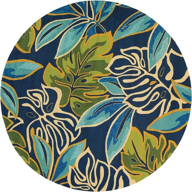 Miami Palms Hand-hooked Botanical Indoor/ Outdoor Area Rug - 7'10" Round