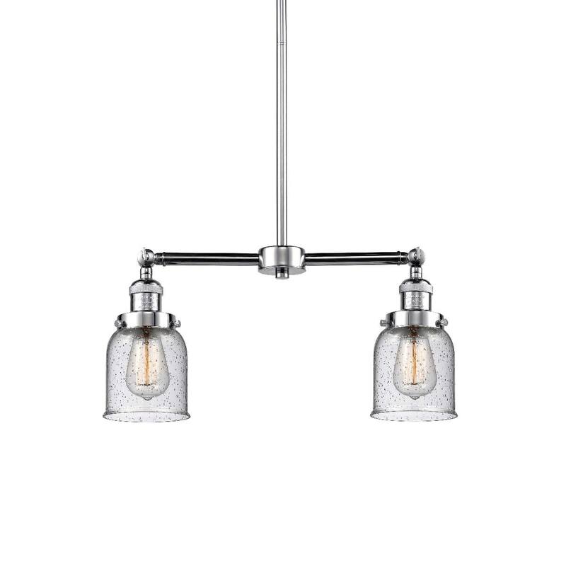 Innovations Lighting Small Bell 2 Light 21" Wide Linear Chandelier - Polished Chrome / Seedy