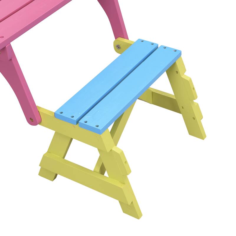 Anmytek Kids Picnic Table and Bench Set Solid Wood Outdoor Indoor Playroom Furniture