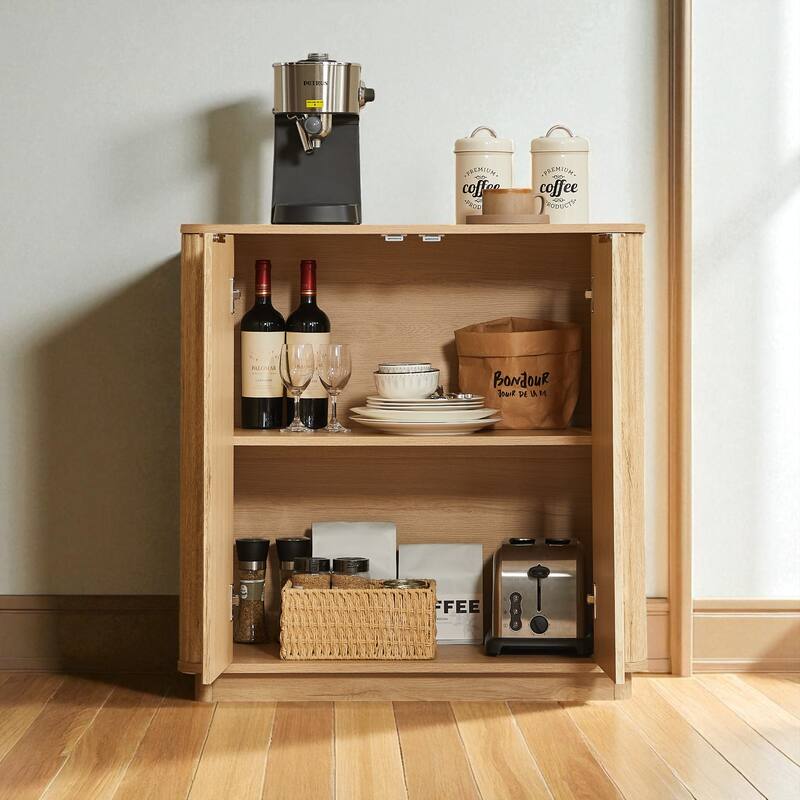 31.5'' Modern Buffet Cabinet Sideboard with Storage, Curved Wave Design Accent Cabinet for Dining Room & Entryway