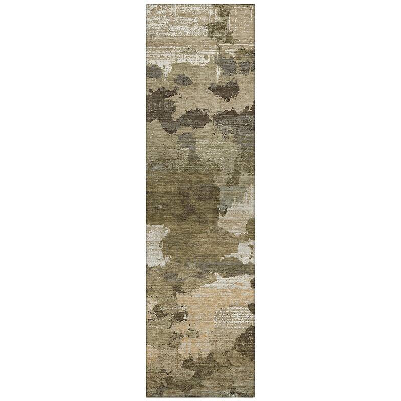 Machine Washable Indoor/ Outdoor Abstract Casual Chantille Rug
