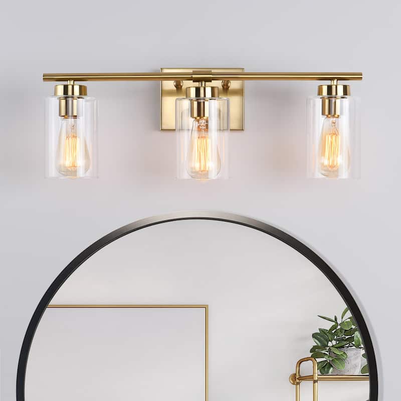 22.83 in. 3-Light Modern Wall Sconce Bathroom Vanity Light with Glass Shade
