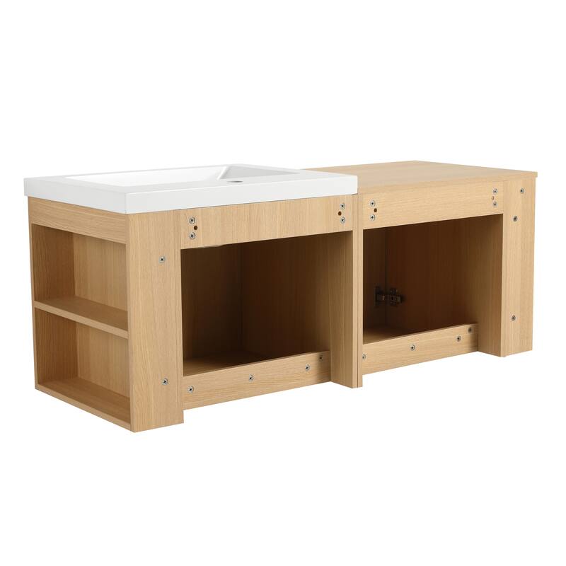 Malwee 48" Floating Bathroom Vanity,Wall Mounted Bathroom Vanity with Sink and 2 Side Shelf - 47.0"×18.0"×19.5"