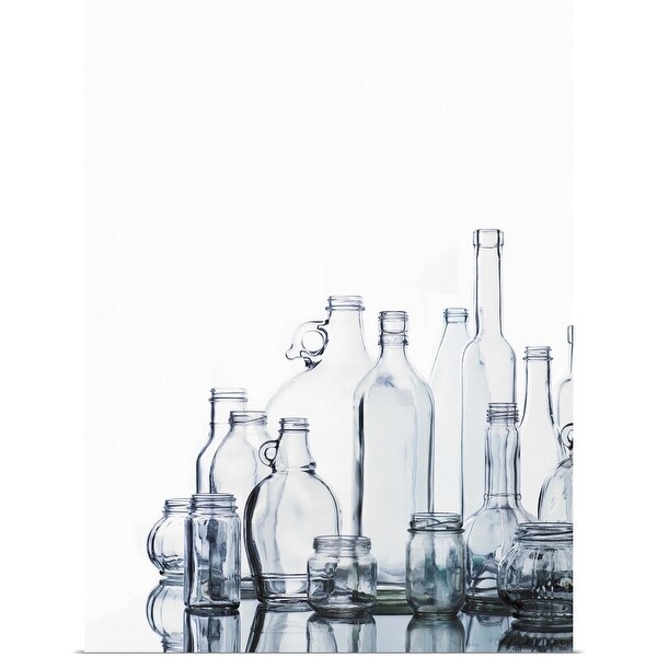 "Collection of various glass bottles and jars" Poster Print