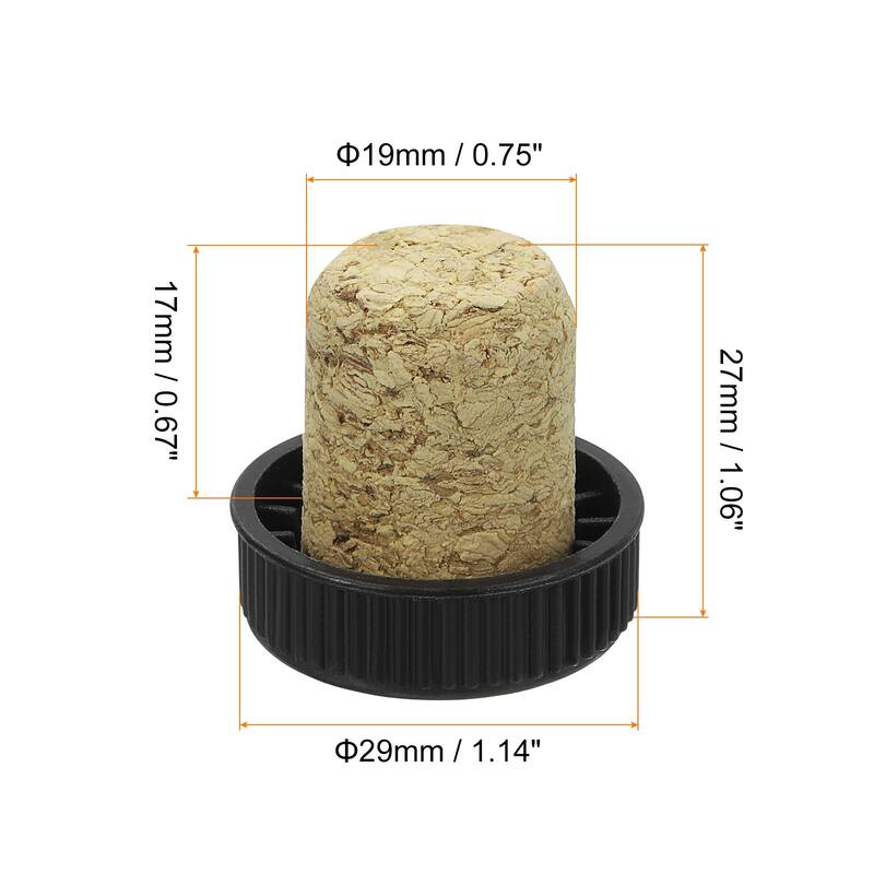 T-shaped Stoppers, 0.75" Cork Wine Stopper Wine Bottle Corks - Black - 16 Pcs