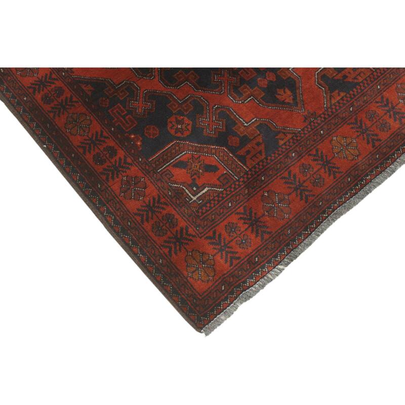 Tribal Biljik Khal Mohammadi Lincoln Red/Black Rug - 3'4'' x 4'9''
