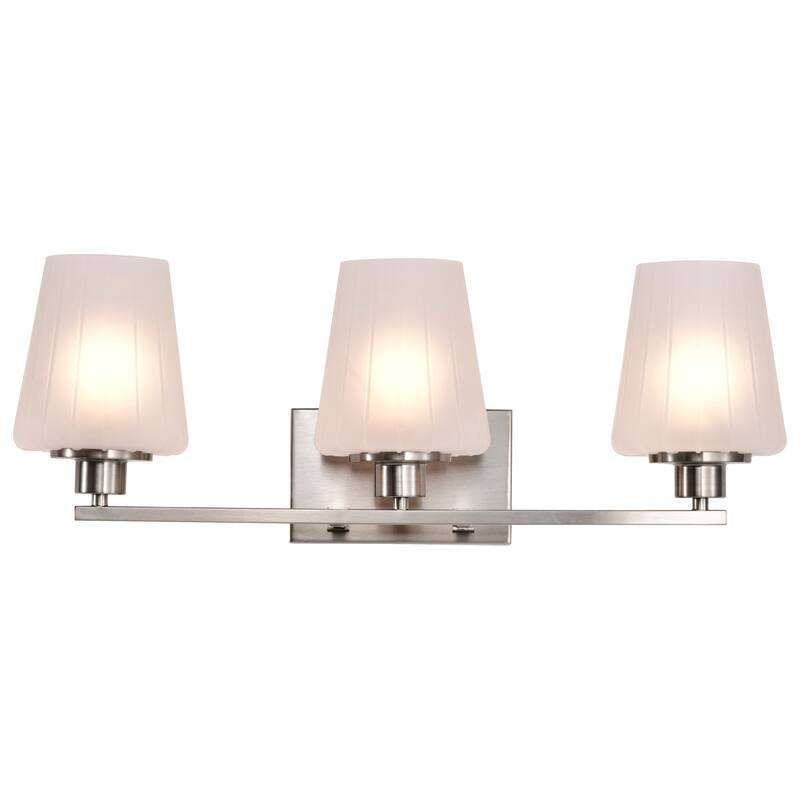 Lune 3 Light Vanity Brushed Nickel Finish Etched White Glass - Brushed Nickel