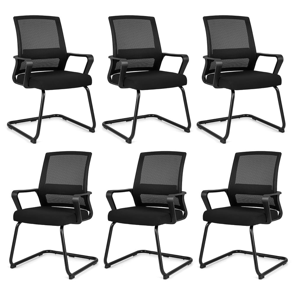 Gymax Office Guest Chair Set of 6 Conference Reception Chair w/ Lumbar