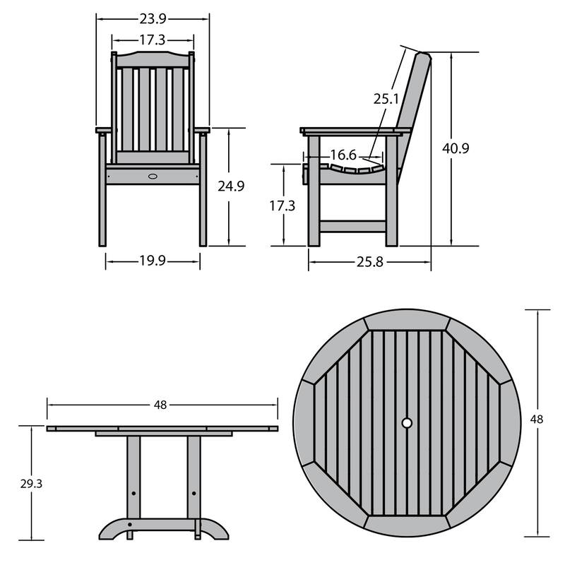 Lehigh 5-piece Outdoor Dining Set - 48" Round Table, Dining-height