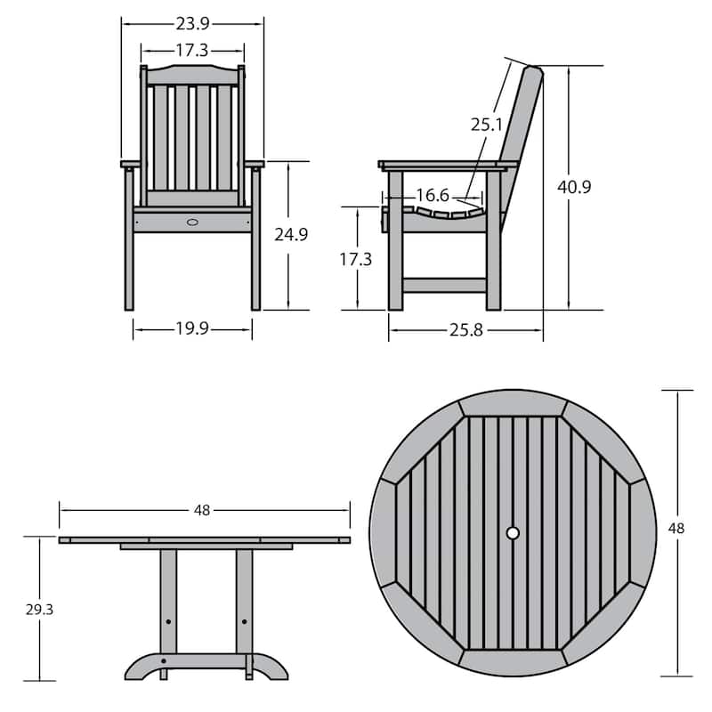 Highwood Commercial Springville Five-Piece Round Dining Set