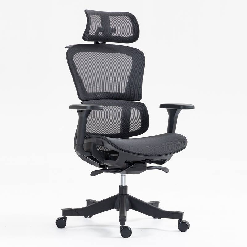 Black High Back Mesh Office Chair Adjustable Height with 4D Armrests 26.57W x 24.8D x 43.5H
