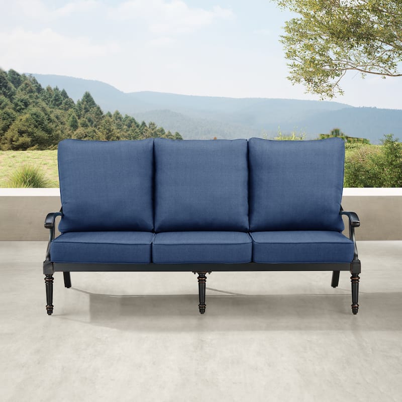 Black Aluminum Deep Seating Deep Seating Sofa with Cushions