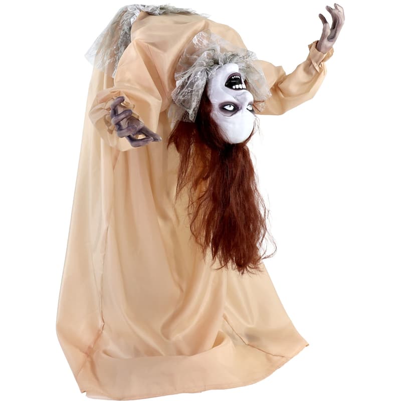 Haunted Hill Farm Haunted Hill Farm 3.4 ft. Touch-Activated Animated Possessed Backbend Lady Halloween Animatronic - Multi