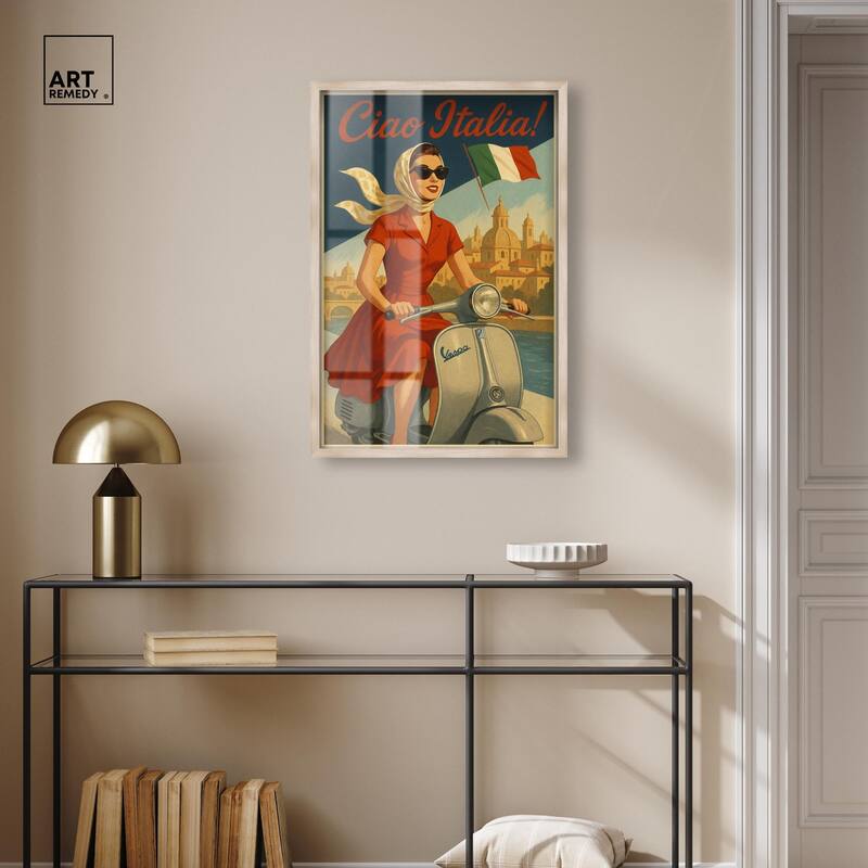 Scooter Italian Travel Shadowbox by Art Remedy