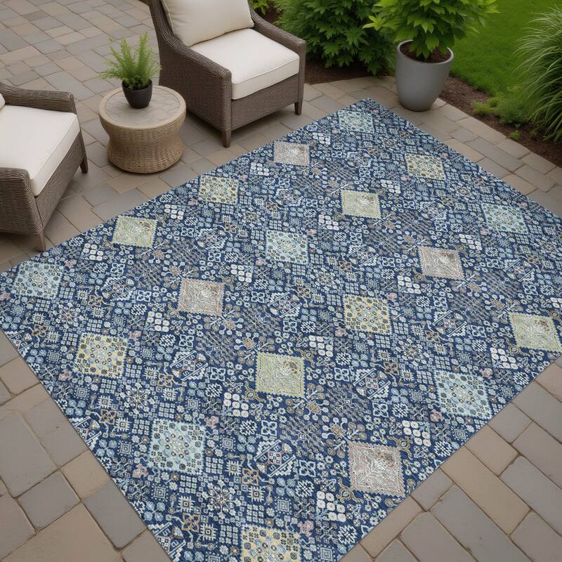 Machine Washable Indoor/ Outdoor Boho Panel Chantille Rug
