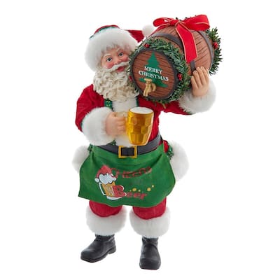 Kurt Adler 10.5-Inch Fabriche Beer Santa with Barrel