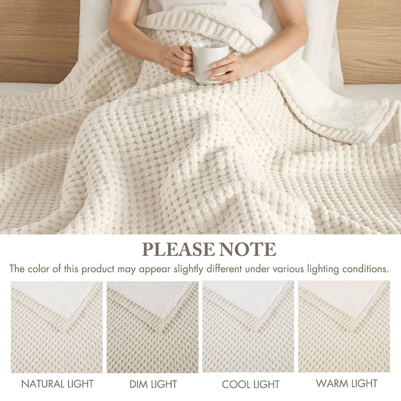 Madison Park Eden Waffle Knit Chenille Throw 50x60"