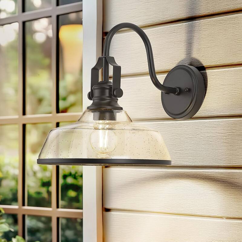 1 pack garage light black porch light glass, metal wall light