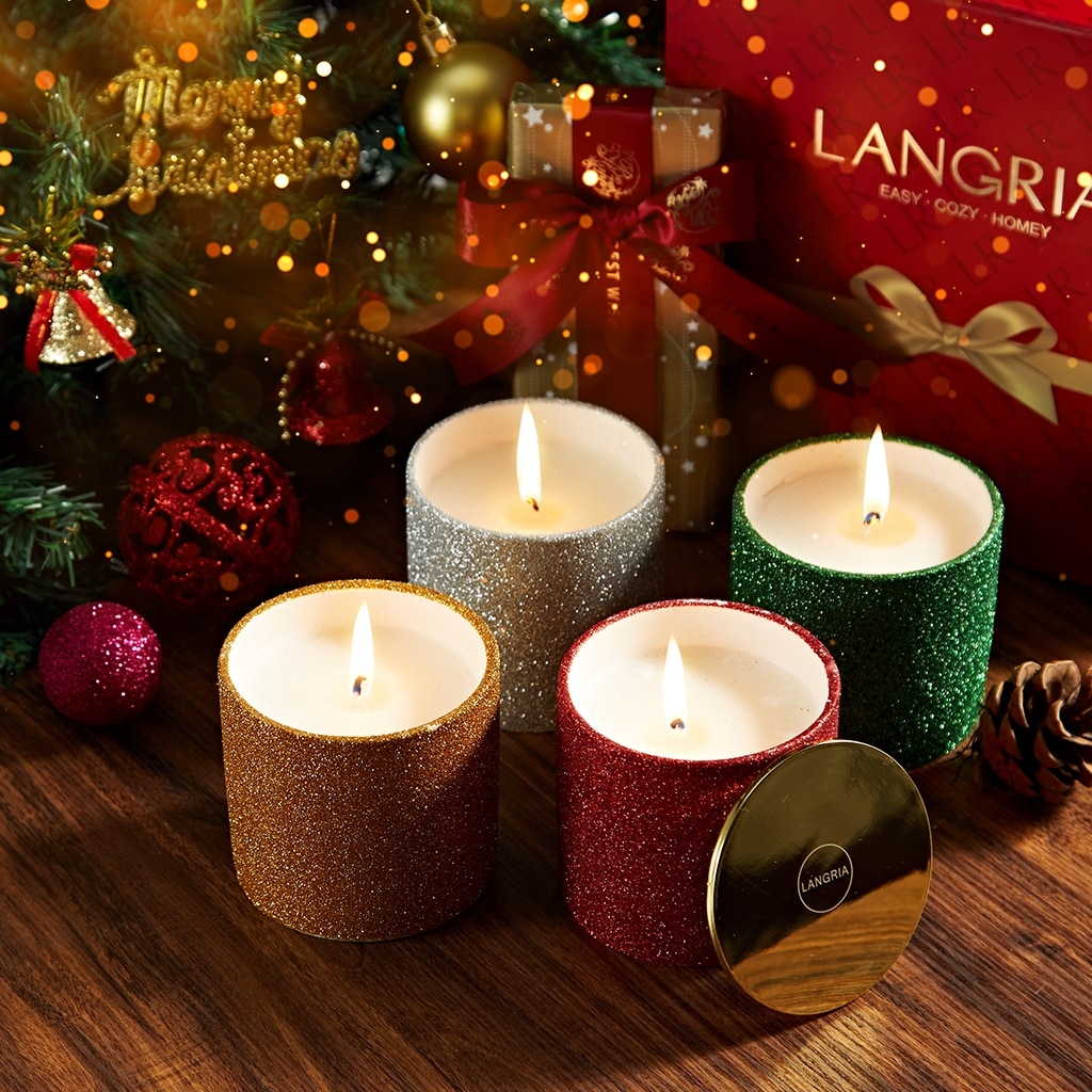 Shop Langria Glitter Cup Scented Candle Set For Christmas 4 Piece