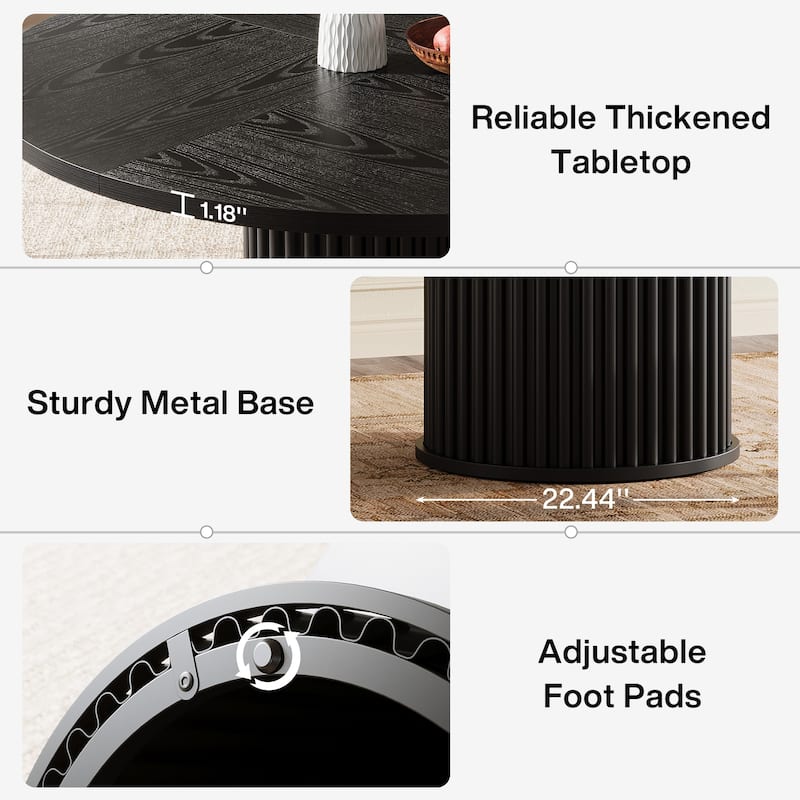 47 Inch Round Dining Table for 4-6 People - 47.24" W x 47.24" D x 29.92" H