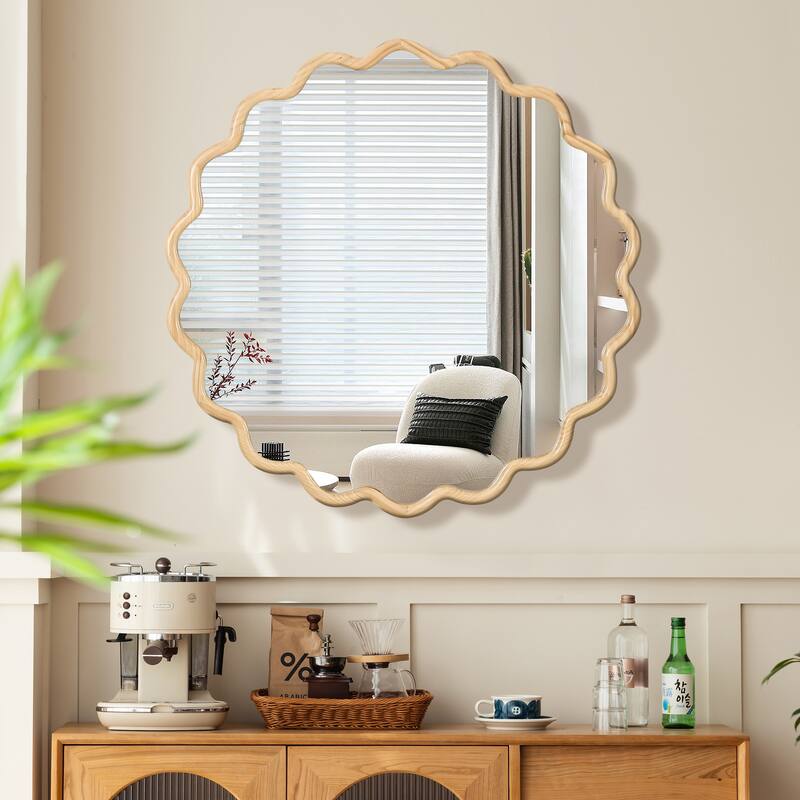 31"/36"/42" Modern Solid Wood Round Wall Decor Mirror