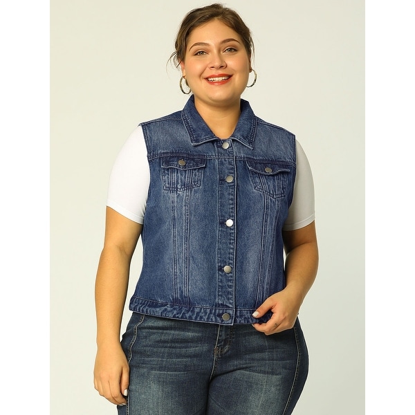 women's plus size denim vests