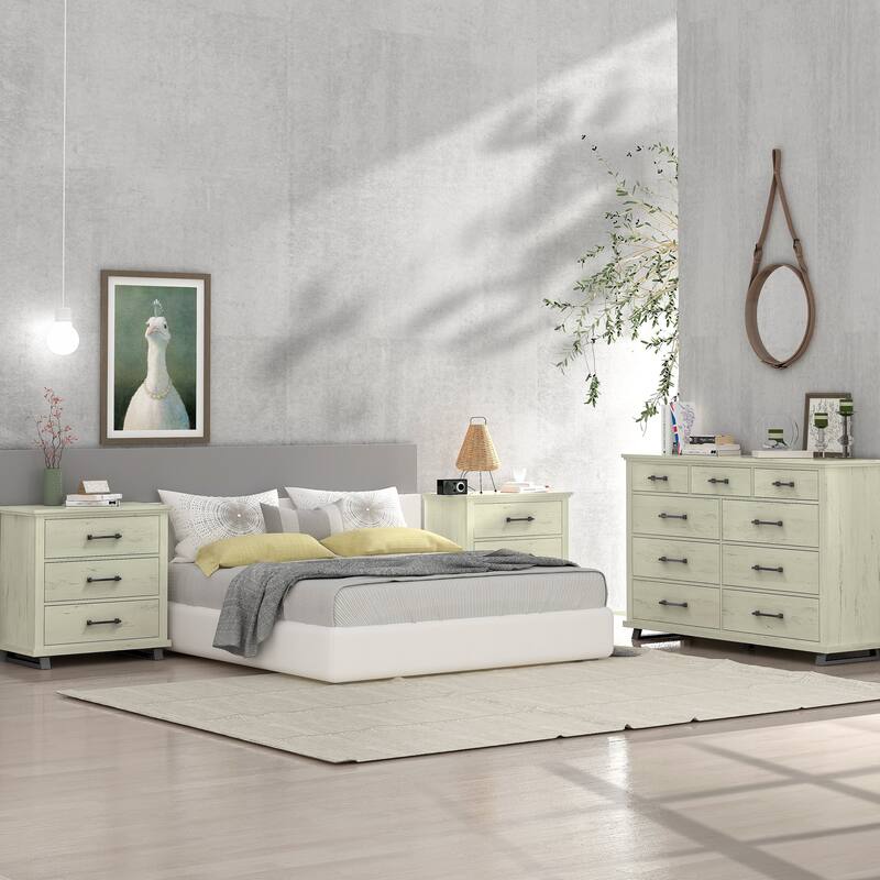 Farmhouse-inspired 3-Piece Bedroom Set - 2 Nightstands and 1 Dresser