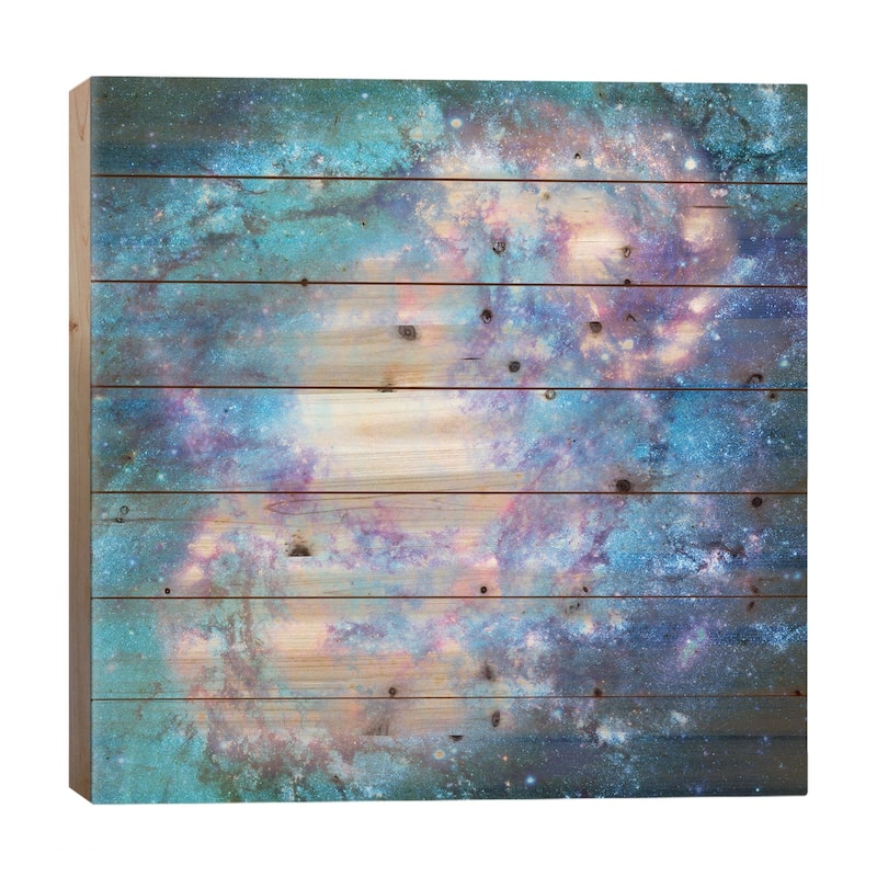 Abstract Galaxy Print On Wood by Barruf - Multi-Color - 26x26x1.5