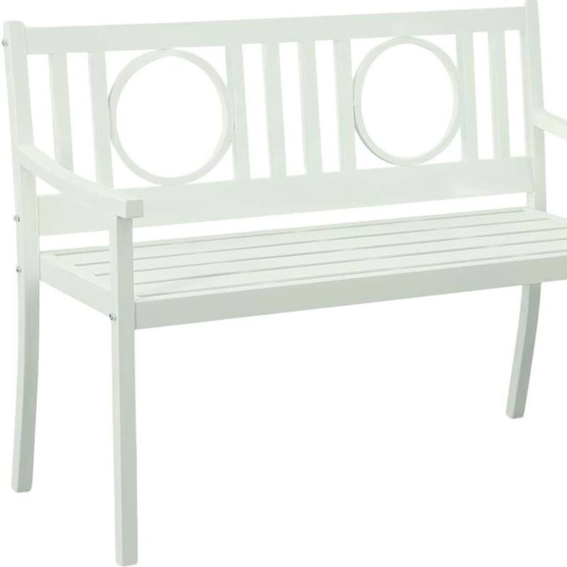 HomeRoots 45" White Metal Garden Patio Bench
