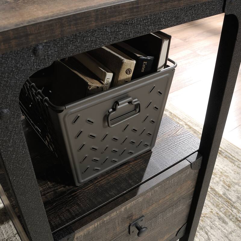 Rustic Industrial Computer Desk with 2 Drawers 47 Inch Long Brown Workstation