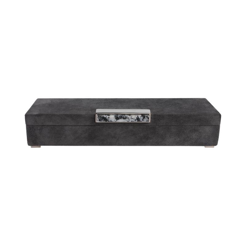Casual Home Keepsake Box with Sculptural Hardware and Lid - 18", Gray - 18.0"