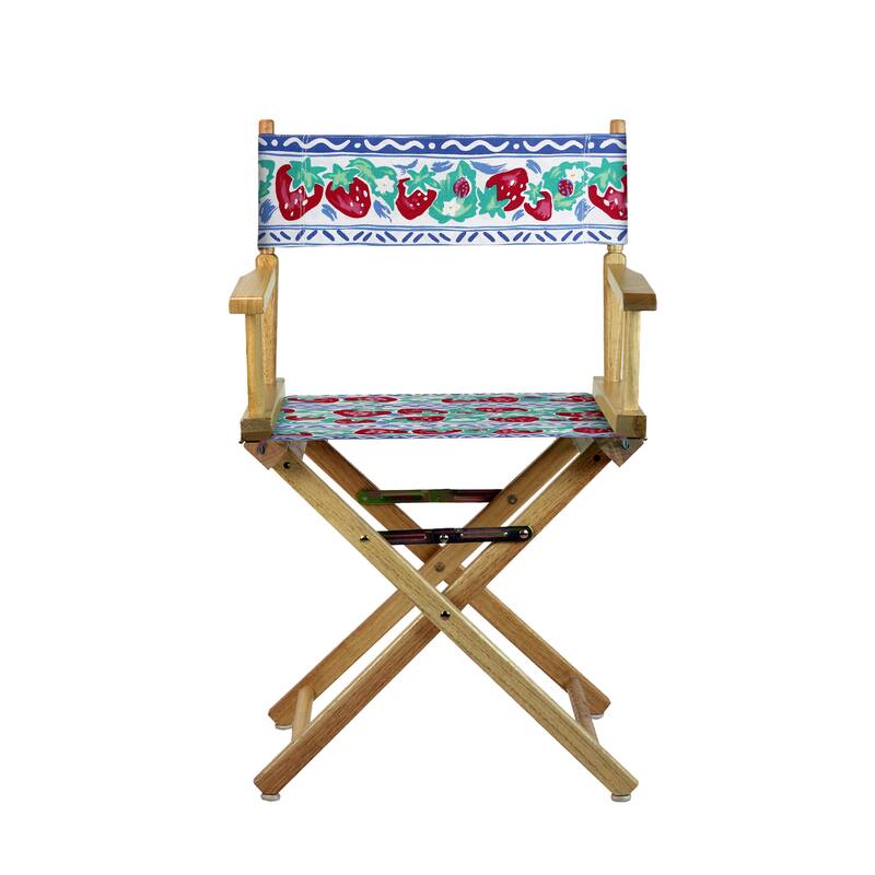 18" Director's Chair Natural Frame-Strawberry Park - 21.75"W x 17"D x 33.75"H