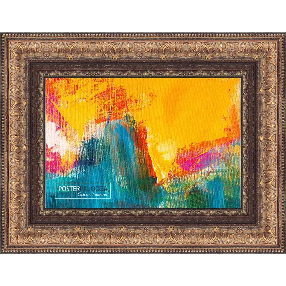 12x9 Ornate Gold Complete Wood Picture Frame with UV Acrylic, Foam