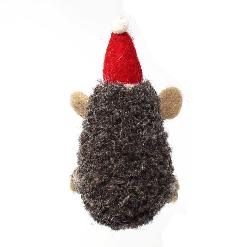 Handmade Felted Wool Christmas Ornament, Hedgehog