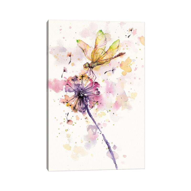 iCanvas "Dragonfly and Dandelion" by Sillier Than Sally Canvas Print