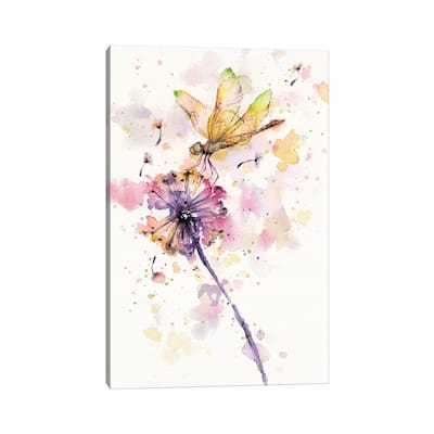 iCanvas "Dragonfly and Dandelion" by Sillier Than Sally Canvas Print