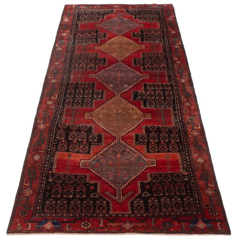 ECARPETGALLERY Hand-knotted Andelz Red Wool Rug - 4'4 x 11'1