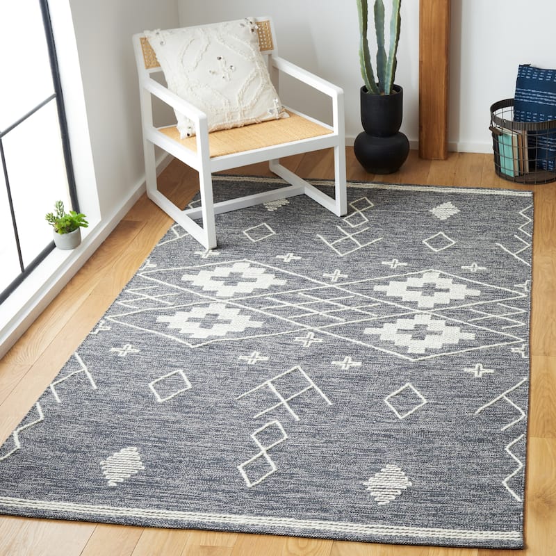 SAFAVIEH Handmade Kilim Greet Cotton Rug - 5' x 8' - Charcoal/Ivory