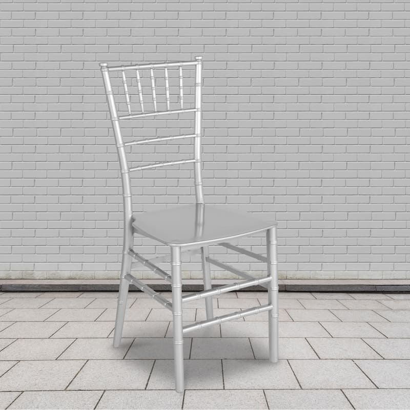 2 Pack Gold Resin Stacking Chiavari Chair - 15"W x 18.75"D x 35"H - 15"W x 18.75"D x 35"H - Silver