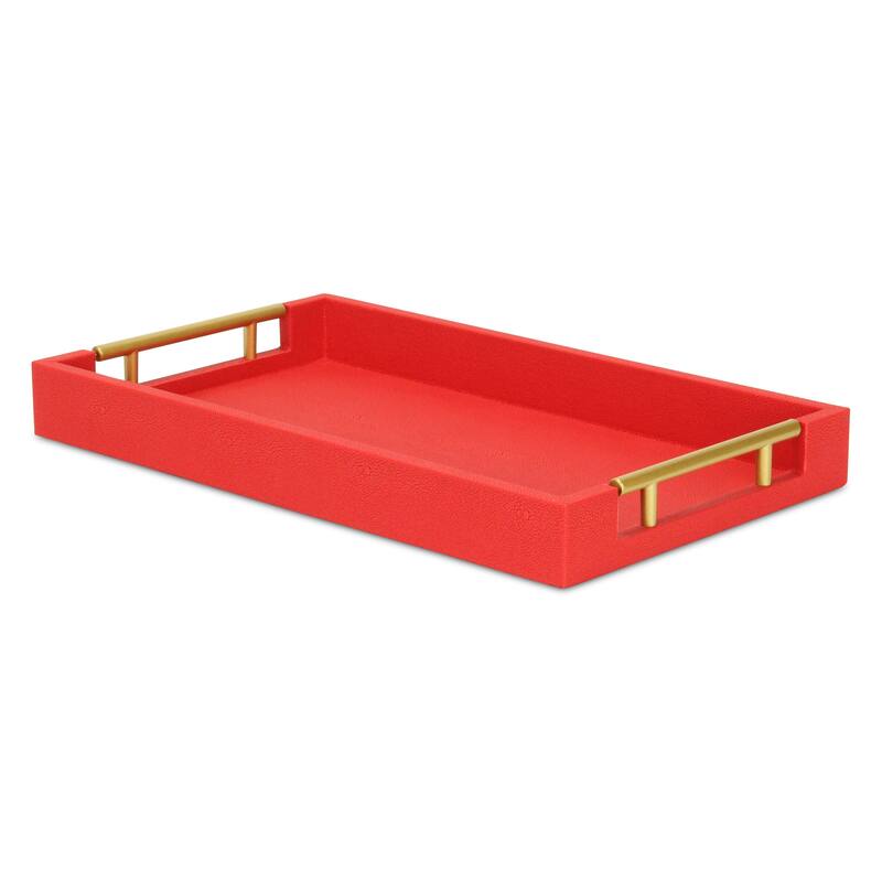 Lusan Faux Shagreen Tray with Handles