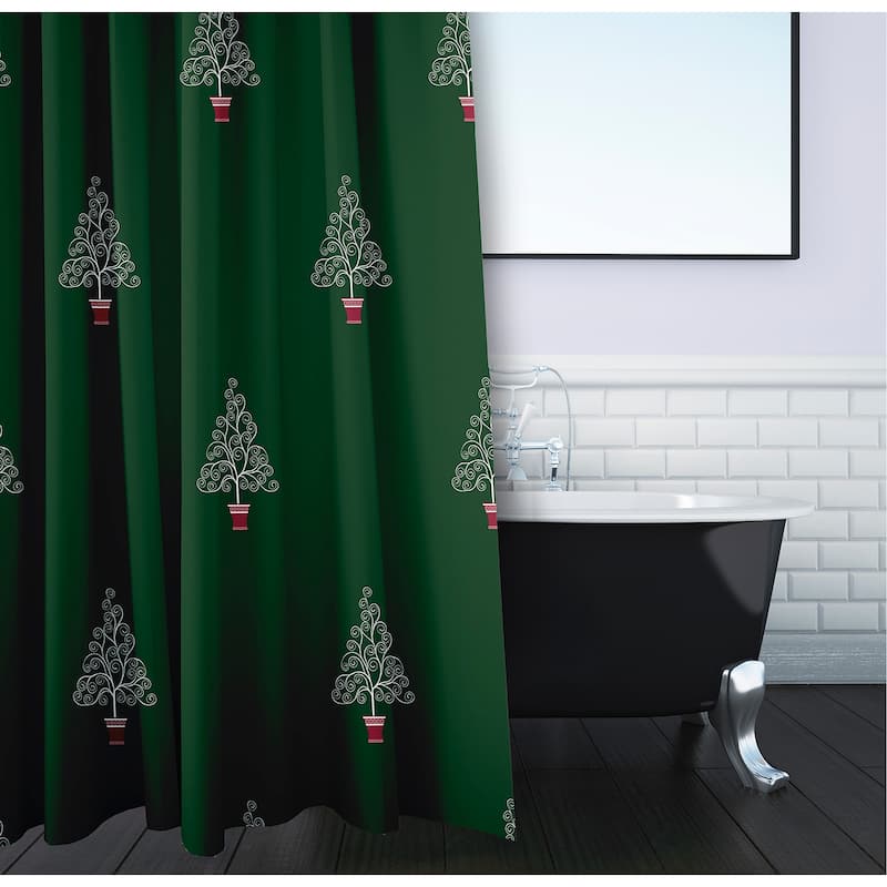 Filigree Forrest Holiday Print Shower Curtain