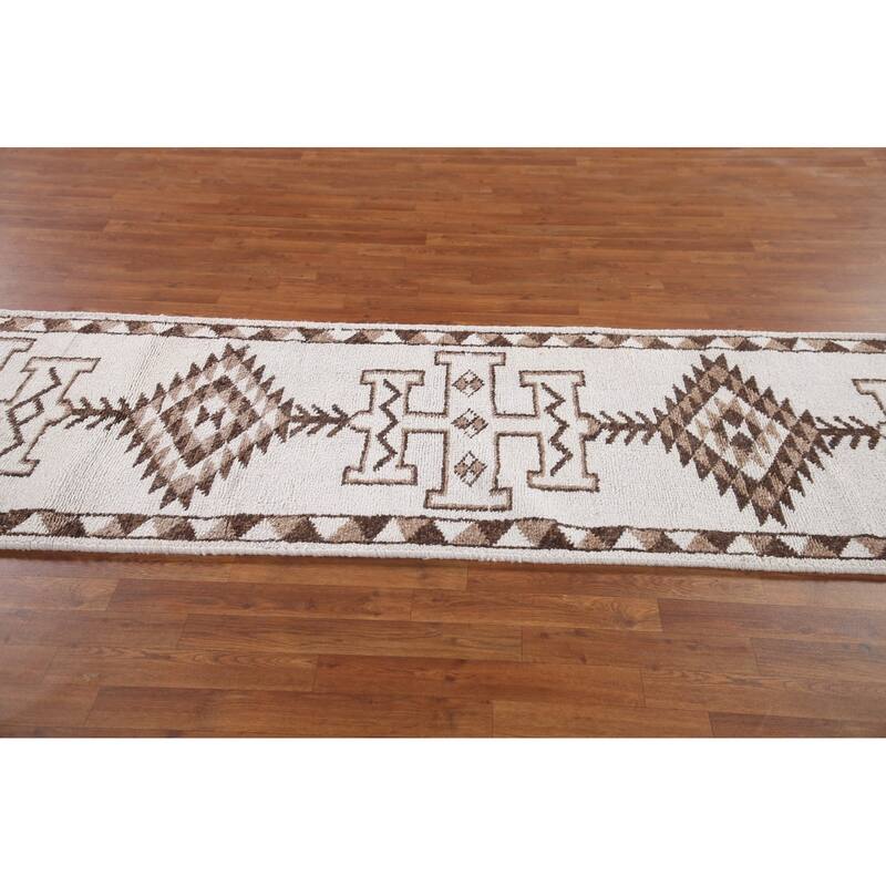 Beige Anatolian Turkish Runner Rug Handmade Tribal Wool Carpet - 2'11"x 12'7"