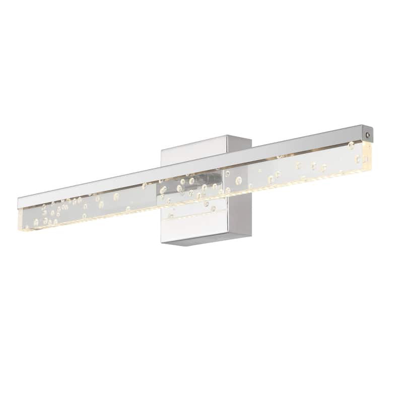 Baxter 22" 1-Light Modern Contemporary 360-Degree Rotatable Iron/Seeded Acrylic Integrated LED Vanity Light, by JONATHAN Y