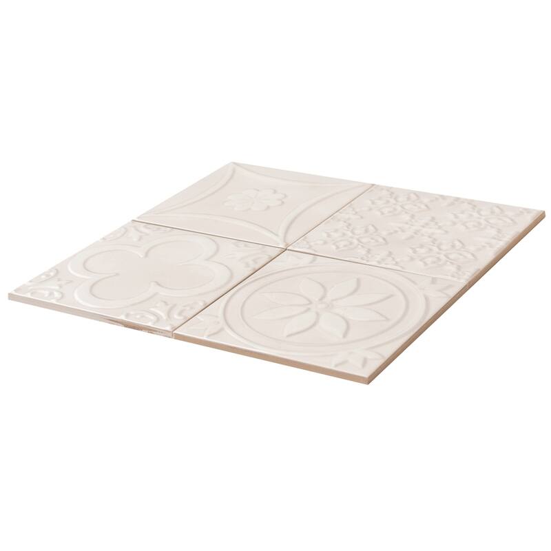 The Tile Life Coat of Arms 5.9x5.9 Hueso Glossy Textured Ceramic Wall Tile