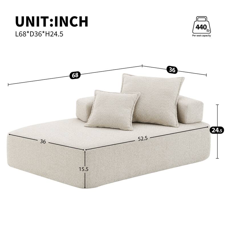 Special-shaped Convertible Compressed Sofa, 2 Colors Beige, 68x36x24 inches, 57 lbs, Living Room