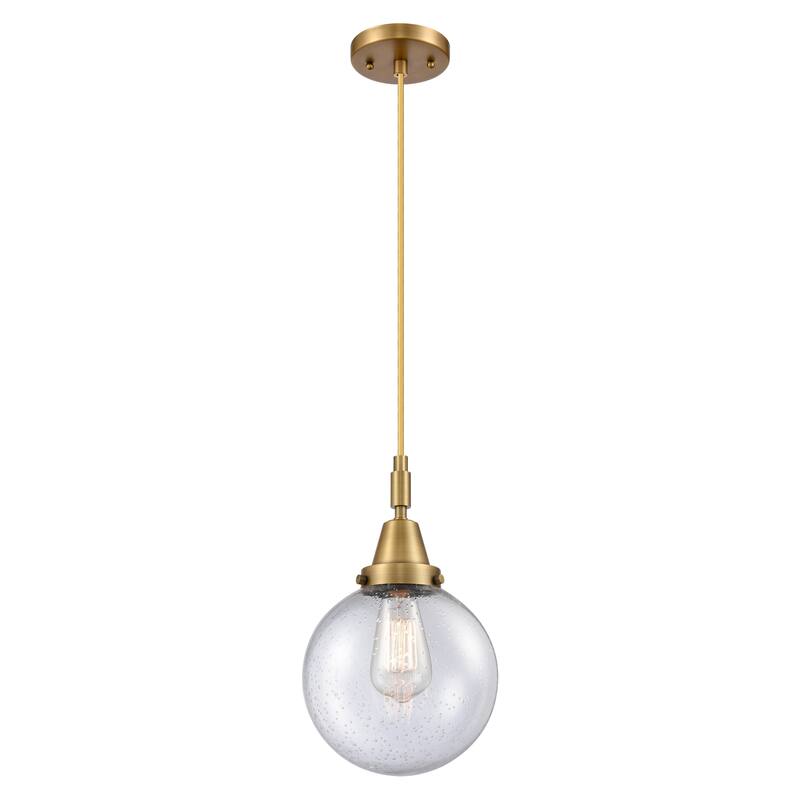 Innovations Lighting Downtown Urban - Caden Beacon - 1 Light 8" Cord Hung Mini Pendant - Brushed Brass/Seedy Shade