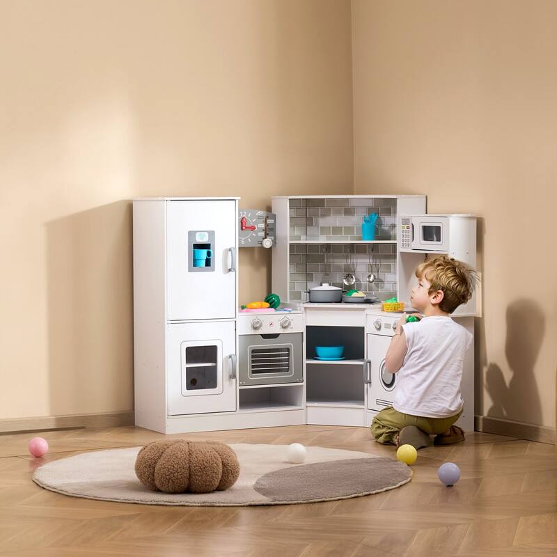 24 Piece Kids Kitchen Playset Cooking Play Toy with Storage Space Perfect Gift for Kids - 43.3 x 31.5 x 35.8 in