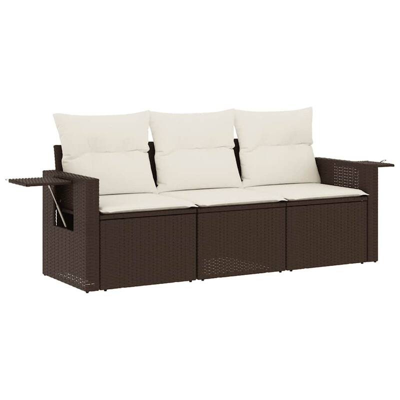 vidaXL Garden Sofa Set Brown, Cream White